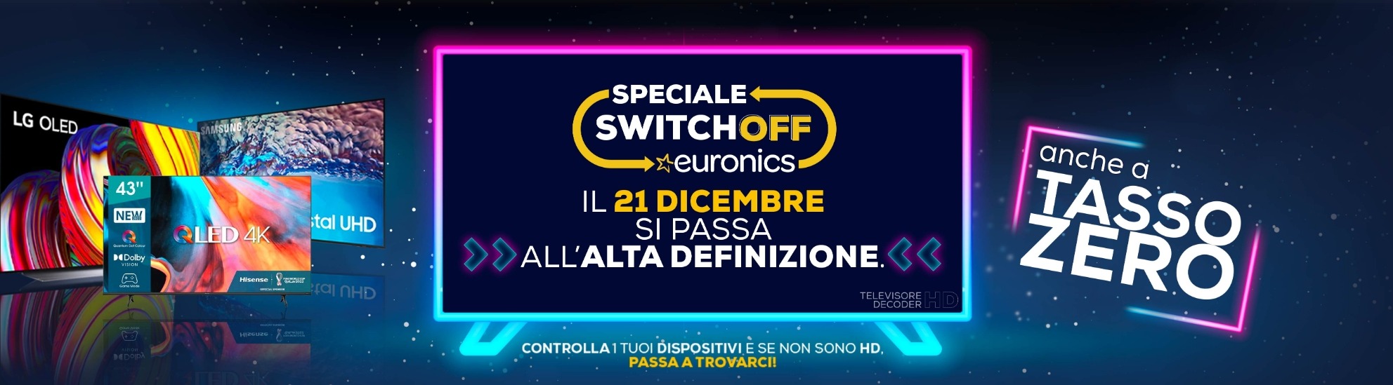 Nuovo standard tv: dal 21 dicembre stop alle trasmissioni non in HD